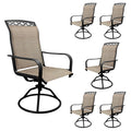 Set Of 6 Patio Swivel Dinning Chairs: 360Swivel & 15 Rocking Motion, Ergonomic High-Back With Weatherproof Teslin Fabric & Metal