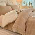 Tohrisa 3D Striped Jacquard Sherpa Comforter Set Twin Size, Boho Geometric Pattern Quilt Bedding 2 Pieces Warm Cozy Fuzzy Comfor