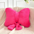 Xvtru Hot Pink Bow Pillow, Soft Bow Decorative Pillows With Faux Rabbit Fur, Cute 12' Bow Throw Pillows, Aesthetic Home Decor B