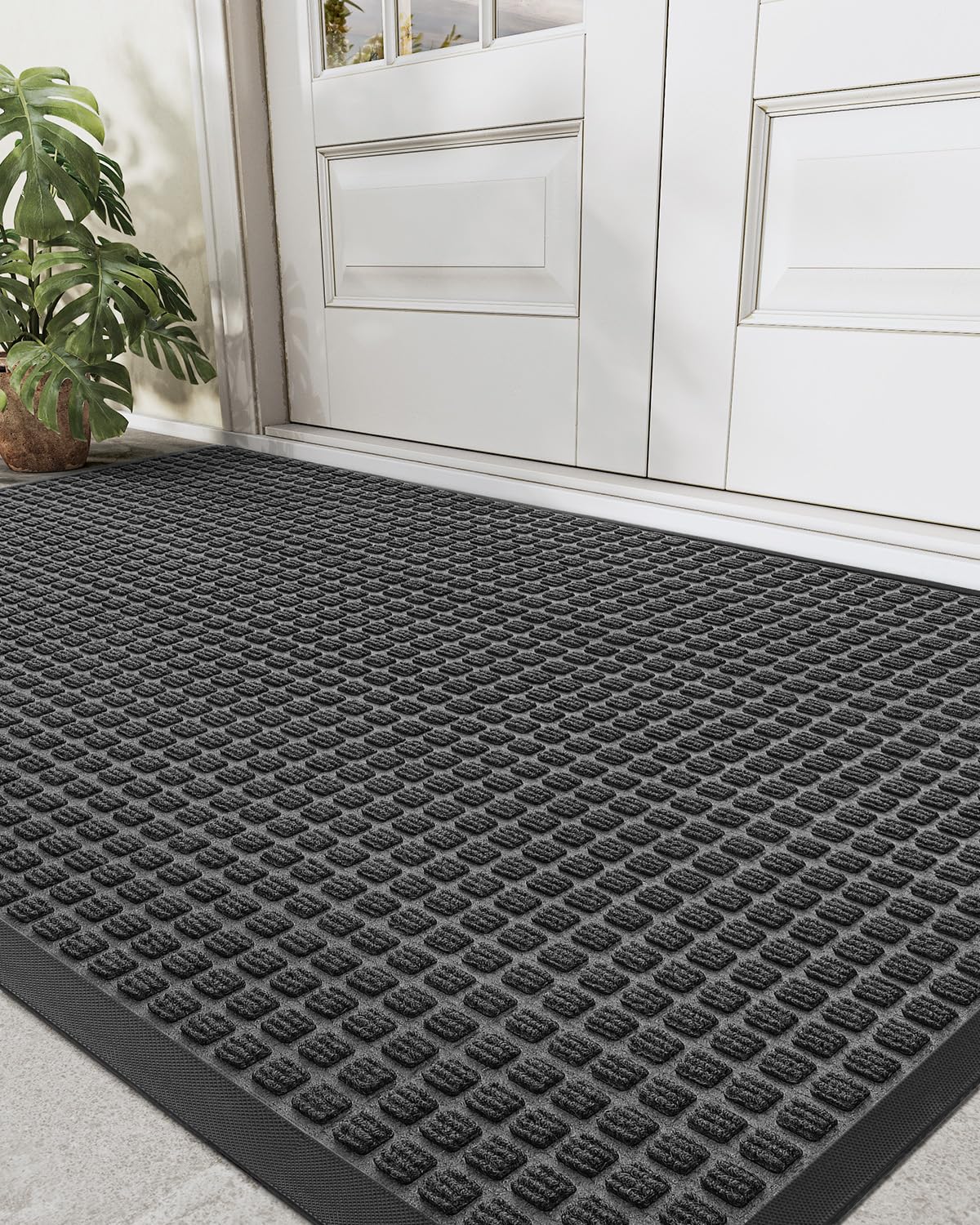 Dexi Door Mat, Durable Heavy Duty Outdoor Indoor Doormat, Stain And Fade Resistant, Low Profile, Non Slip Front Door Mats, Easy