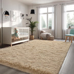 Larhom Extra Large Soft Area Rugs For Living Room Bedroom, 8X10 Feet Beige Shag Rug Carpet, Plush Fluffy Carpet For Kids Girls R