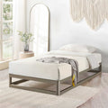 Mellow 9 Metal Platform Bed Frame w/Heavy Duty Steel Slat Mattress Foundation (No Box Spring Needed), Twin, Grey