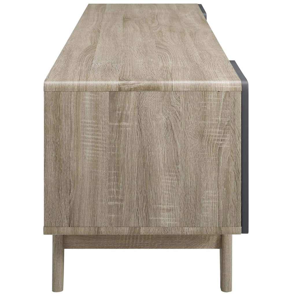 Modway Tread 70" Mid-Century Modern Media Console Entertainment Tv Stand In Natural Gray