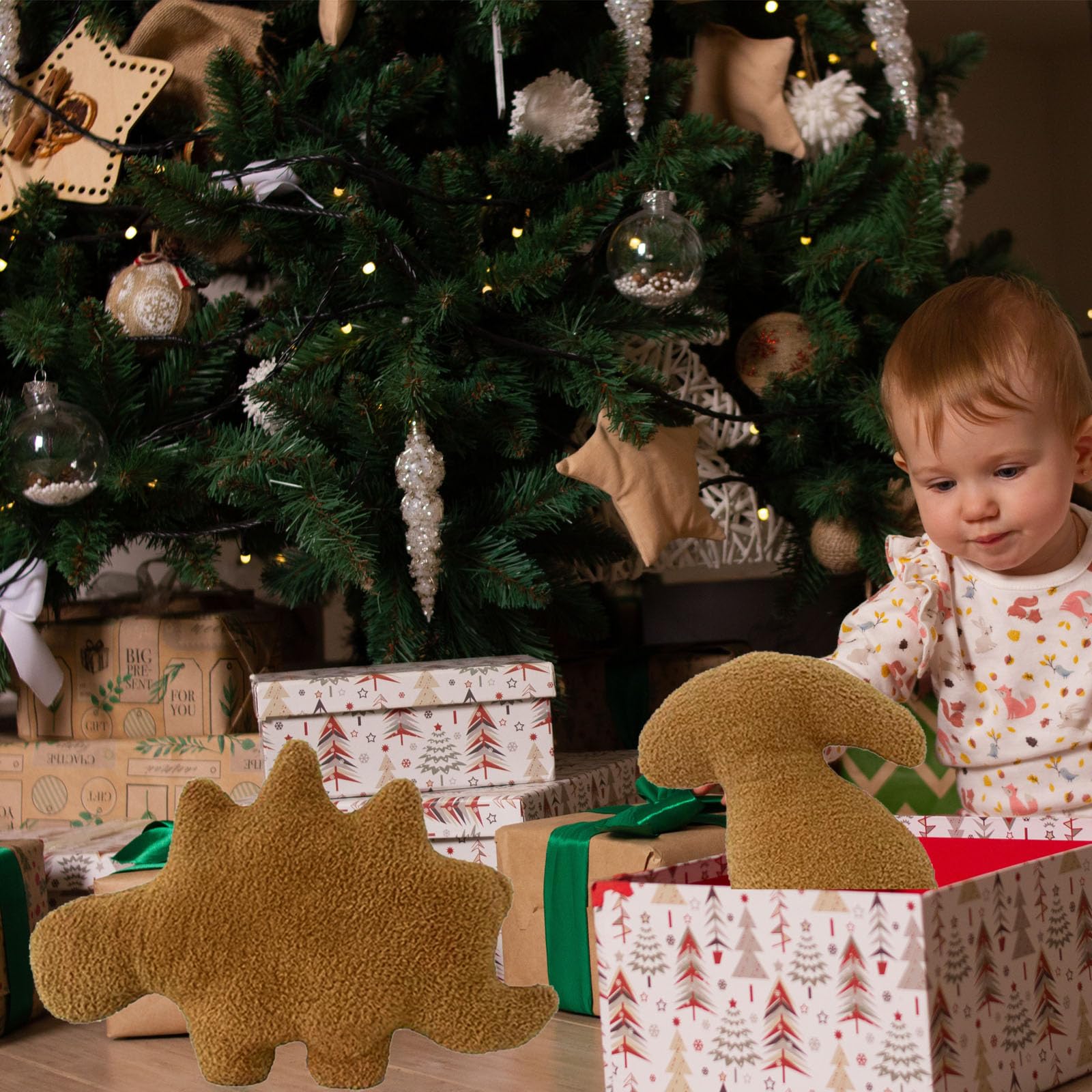 Lixzuch 6 Pack Mini Chicken Nugget Pillow Plush, 8.8 Inches Stuffed Animal Toy, Dinosaur Party Decoration Gift For Kids