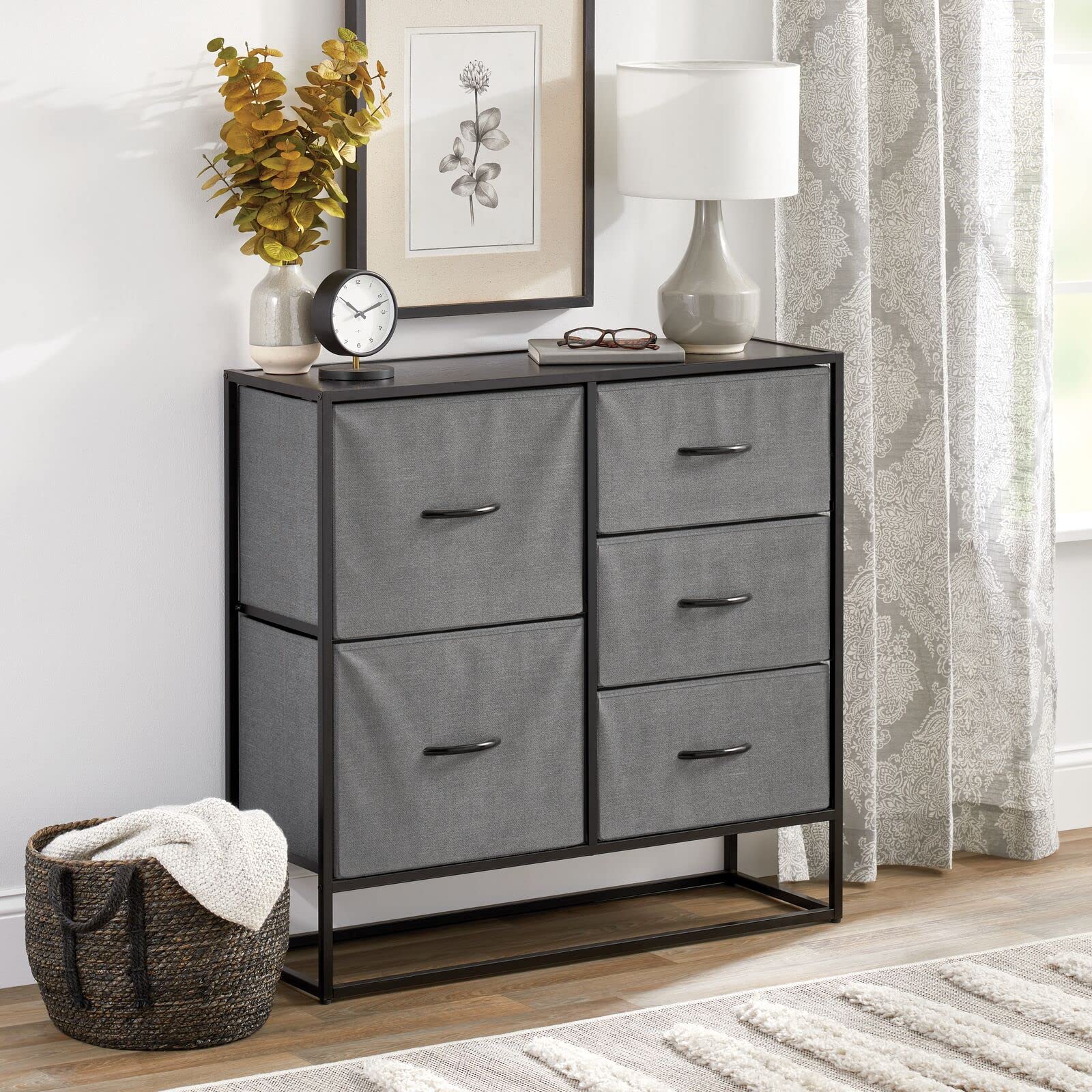 Mdesign 14297Mdco Drawer, 5 Drawers-32 High, Charcoal