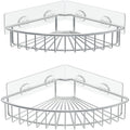 SMARTAKE 2-Pack Corner Shower Caddy, SUS304 Stainless Steel, Wall Mounted Bathroom Shelf with Adhesive, Storage Organizer for To