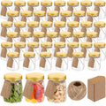 Nitial 50 Pack 5 oz Plastic Jars with Lids Bulk Yogurt Containers with Lids Gift Jars with DIY Craft Twine and Labels Gifts for 