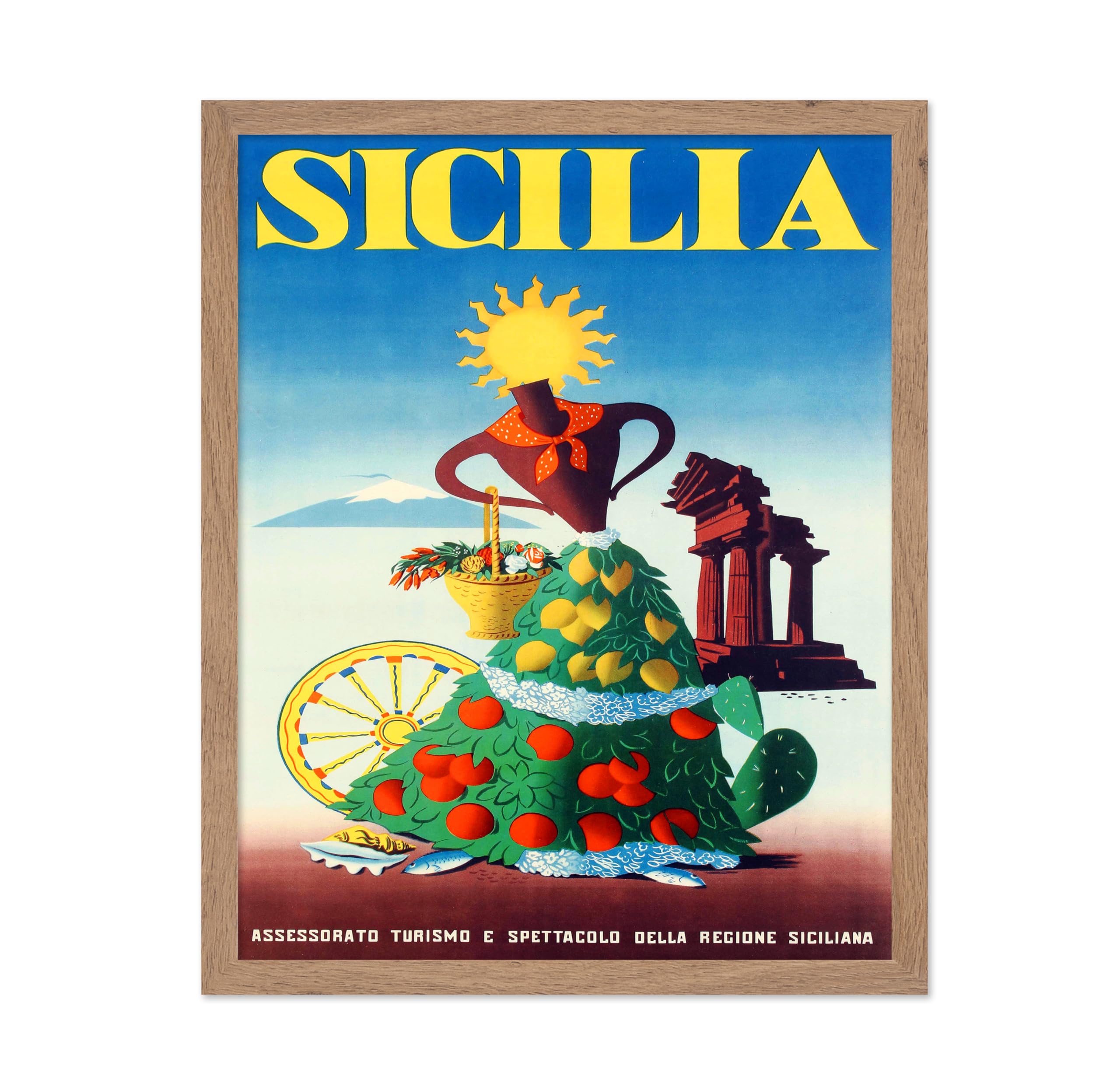 Poster Master Travel Poster - Vintage Sicilia Italy Print - Unique Wall Decor for Home, Living Room, Kitchen, Office, Bedroom, B