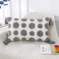 Panod Super Soft Farmhouse Decorative Plush Throw Pillow Covers 12 X 20 Grey,Solid Pom Pom Tufted With Tassels Modern Accent Boh