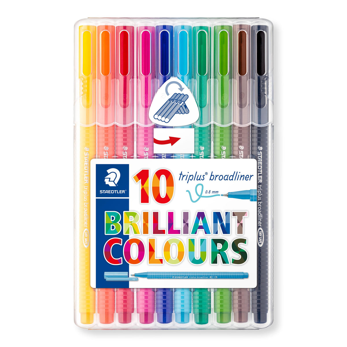 Staedtler Triplus Broadliner 338 Broad-Liner - Assorted Colours (Pack Of 10)