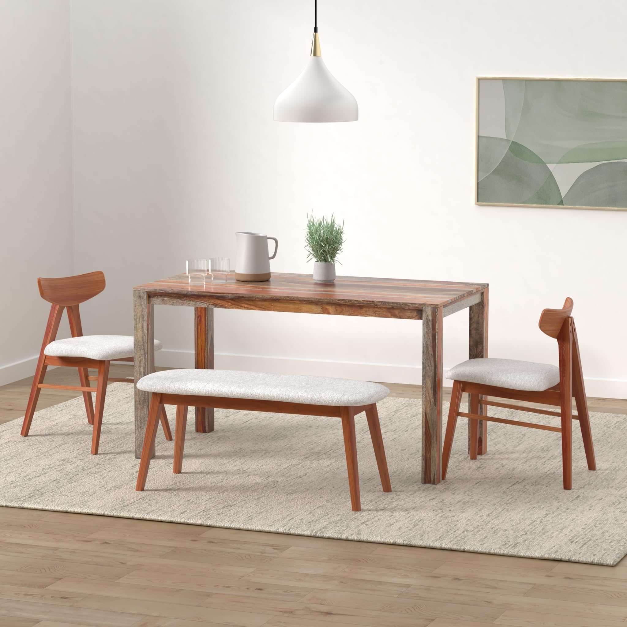 vidaXL Solid Sheesham Wood Dining Table Dining Room Kitchen Dinner Desk Table Stand Furniture Gray 55.1&quot;x27.6&quot;x29.9&quot;