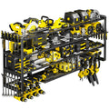 POKIPO Extra Large 64 W Power Tool Organizer Wall Mount, Load 1000 lbs, Heavy Duty 4 Tier Garage Storage Rack with 8 Drill Holde
