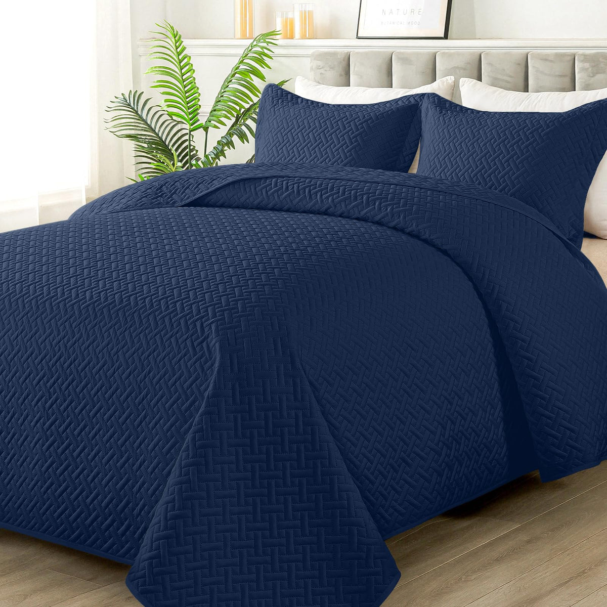 Hyleory Quilt Set King Size - Soft Lightweight Quilts Summer Quilted Bedspreads - Reversible Coverlet Bedding Set For All Season