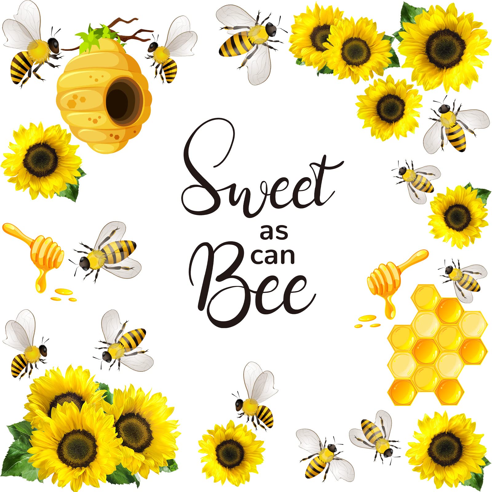 Rozer 35 Pcs Summer Bee Bulletin Board Decorations Back To School Bee Cutouts Sunflower Stickers For Bulletin Board Bee Themed C