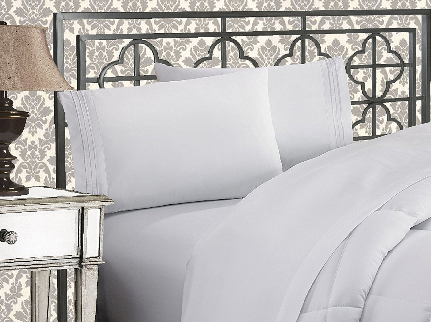 Elegant Comfort 1500 Premier Hotel Quality 4-Piece Bed Sheet Sets, Deep Pockets - Luxurious Wrinkle Free & Fade Resistant, Calif