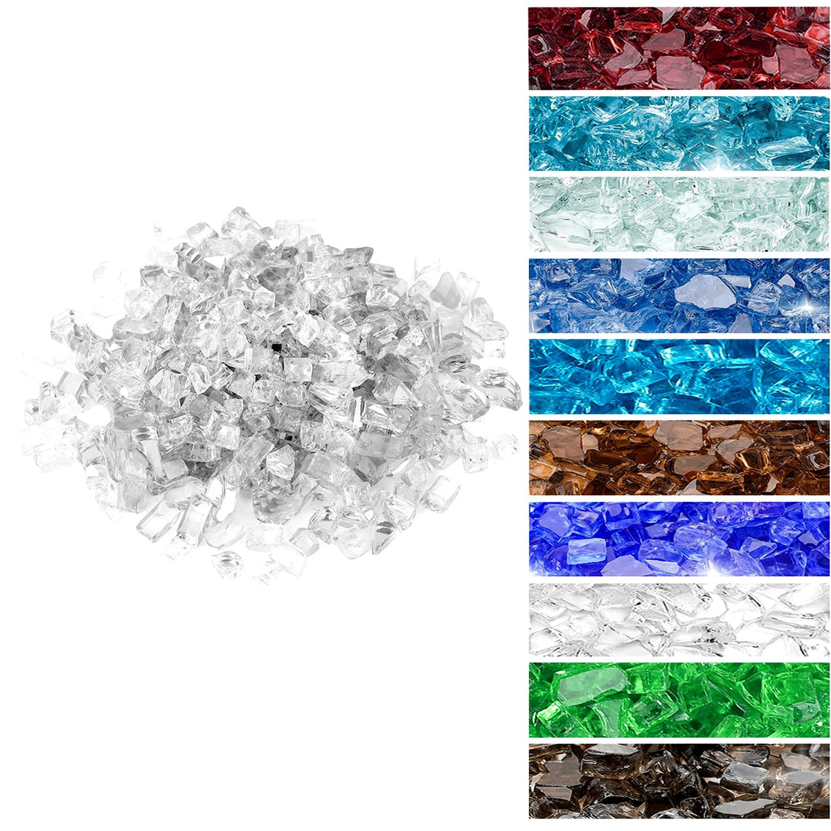Onlyfire 10-Pounds Regular Fire Glass For Natural Or Propane Fire Pit Fireplace & Landscaping, 1/4-Inch High Luster Platinum
