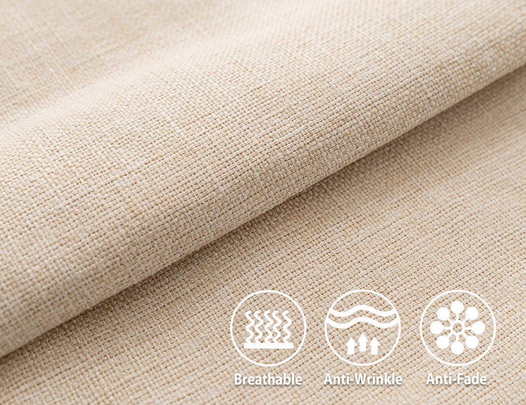 Stellhome Linen Throw Pillow Covers Square Solid Burlap Cushion Covers For Bed Couch Sofa Bench, 24 X 24 Inch (60 X 60 Cm), Beig