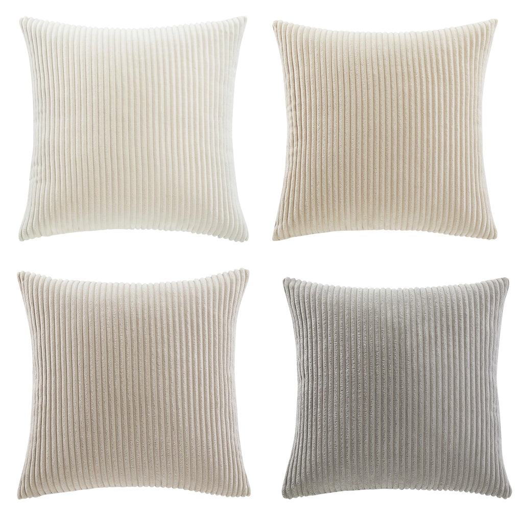 Fancy Homi Set Of 4 Neutral Decorative Throw Pillow Covers 18X18 Inch For Couch Bed Sofa Bedroom, Modern Farmhouse Boho Home Dec