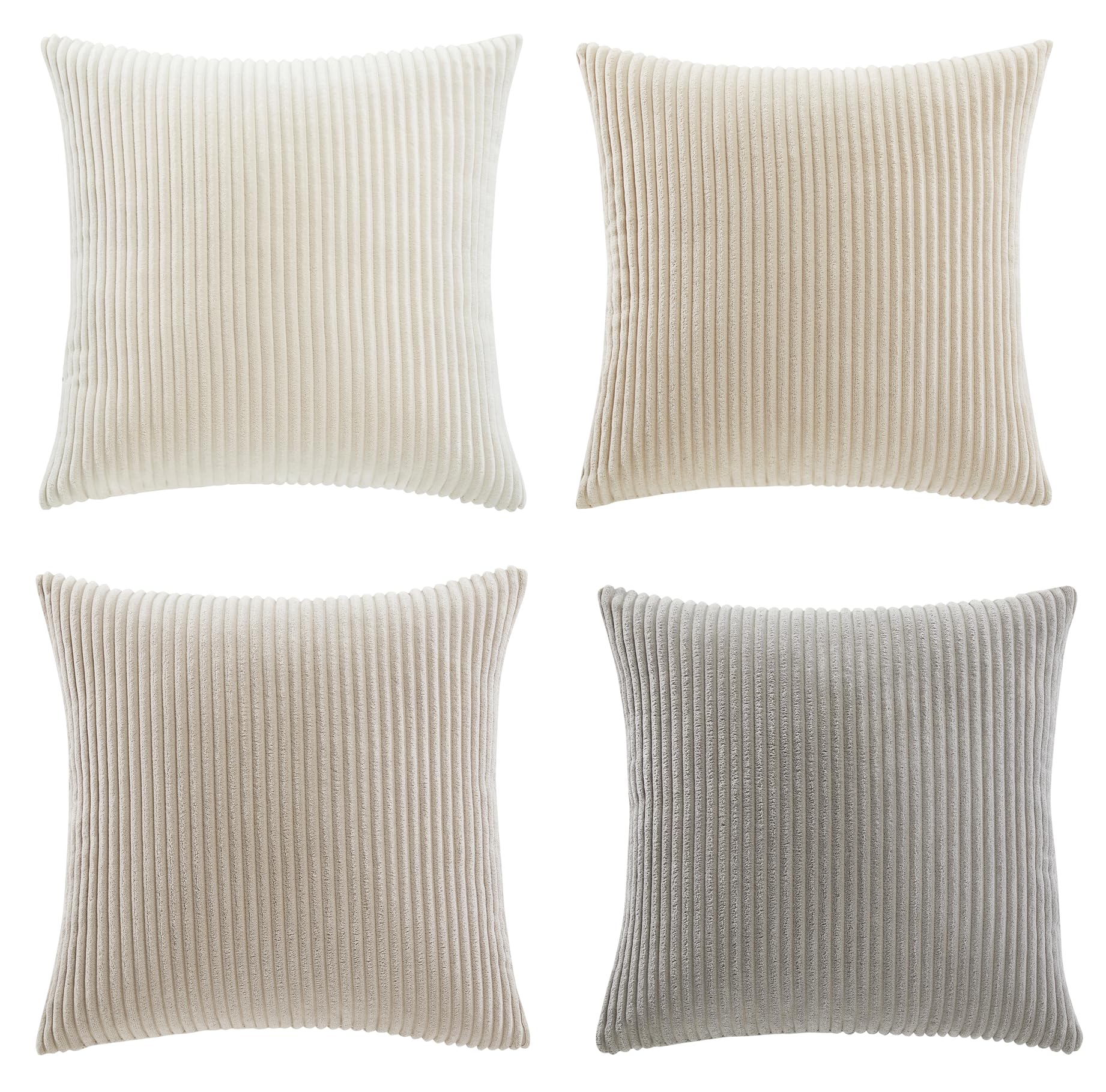 Fancy Homi Set Of 4 Neutral Decorative Throw Pillow Covers 18X18 Inch For Couch Bed Sofa Bedroom, Modern Farmhouse Boho Home Dec