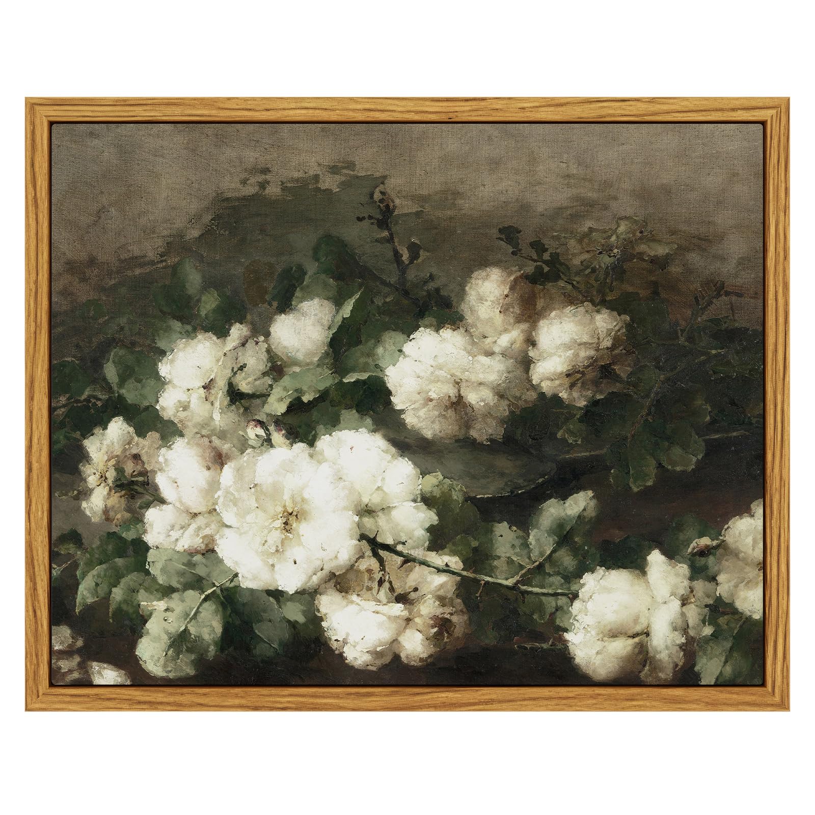 InSimSea Framed Canvas Wall Art Vintage Decor, Vintage Flower Pictures Decor Aesthetic, Samll Wall Art, Desk Shelf Decor, Floral