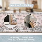 Lahome Washable Pink Round Rug 4Ft, Soft Boho Circle Rug For Nursery And Girls, Small Floral Round Area Rug Non-Slip, Pastel Cir