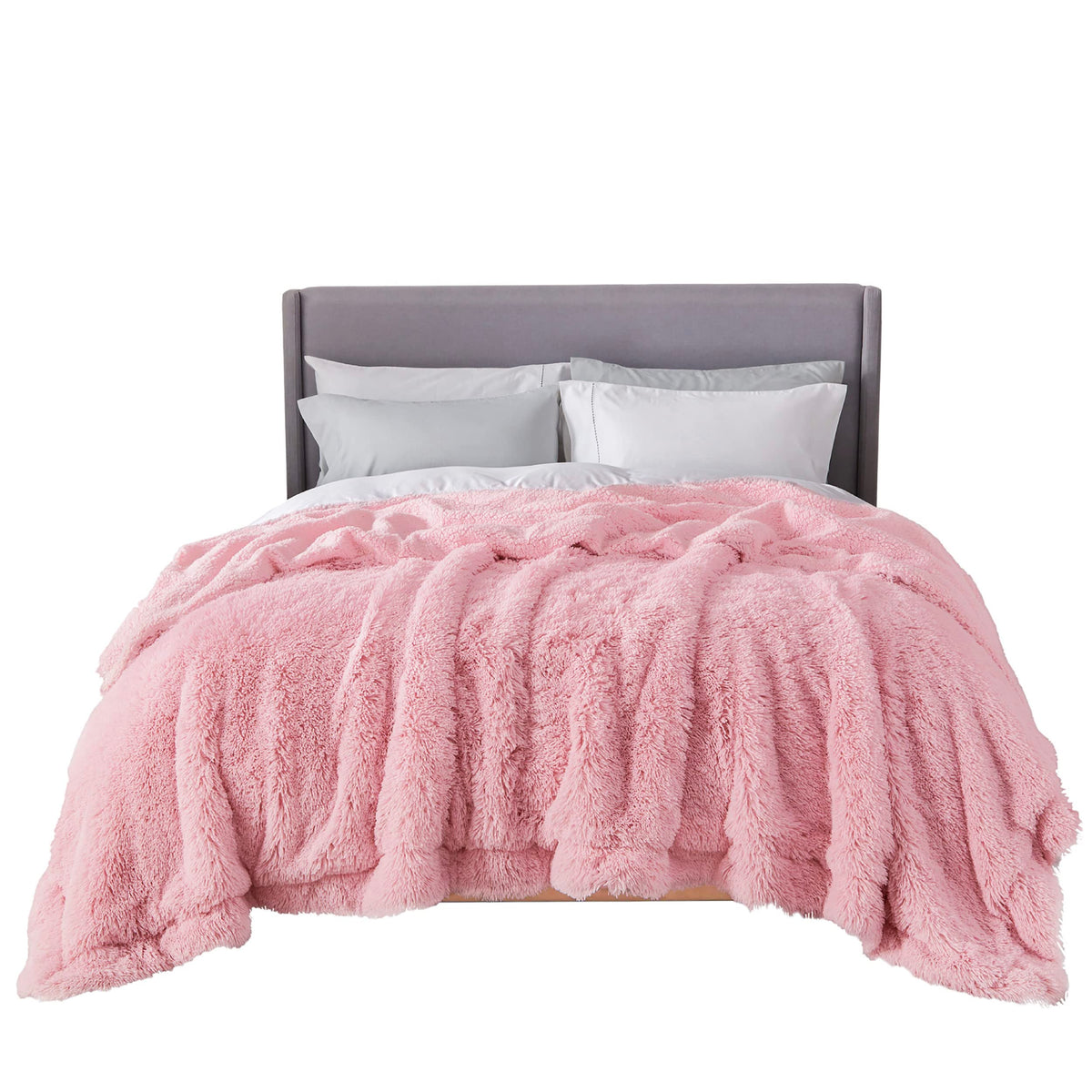 Bedsure Pink Faux Fur Blanket - Soft, Fluffy Sherpa, Cozy And Warm King Size Decorative Bed Blanket, 108X90 Inches, 640 Gsm