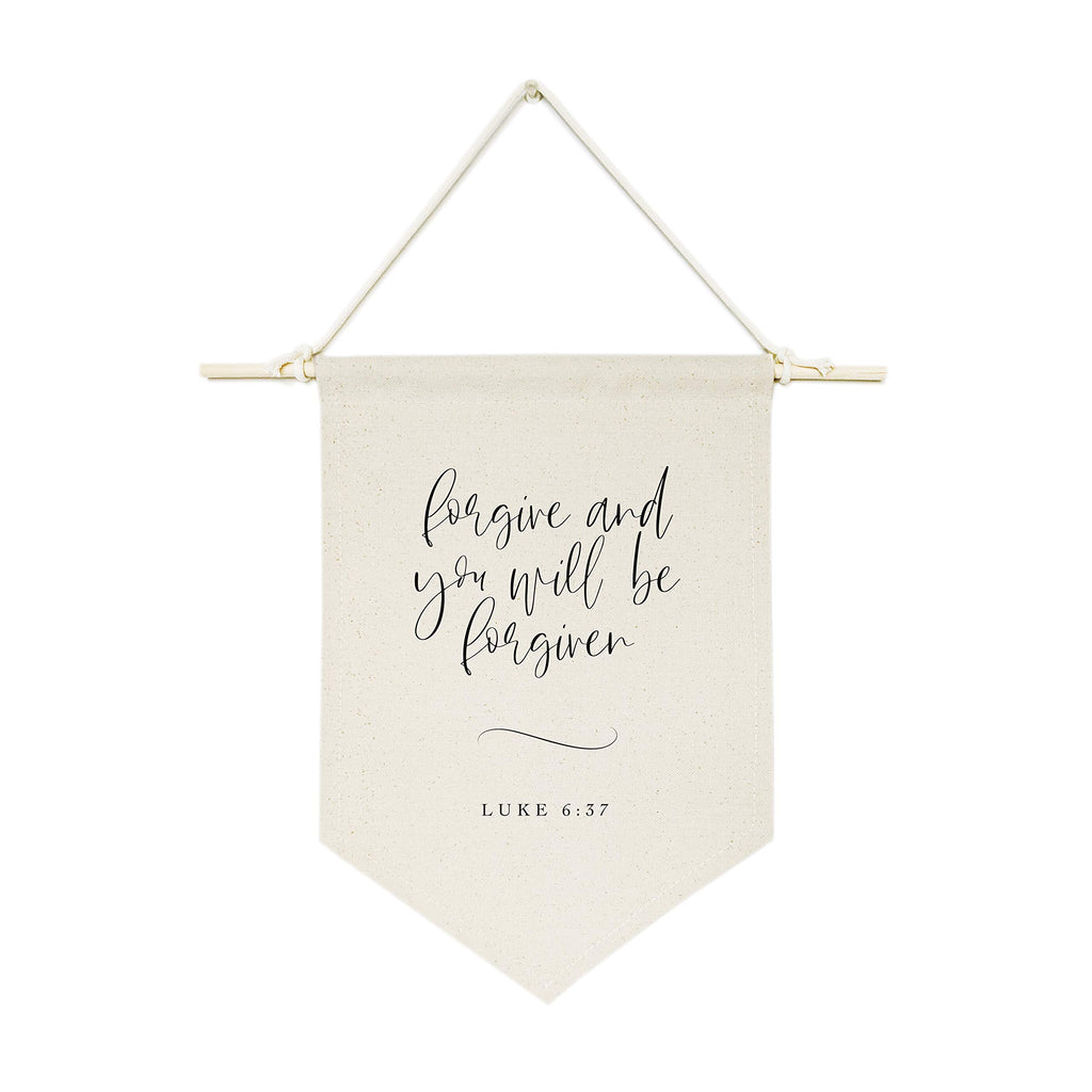 The Cotton & Canvas Co. Forgive and You Will Be Forgiven, Luke 6:37 Bible Verse, Religious, Scripture Hanging Wall Canvas Banner