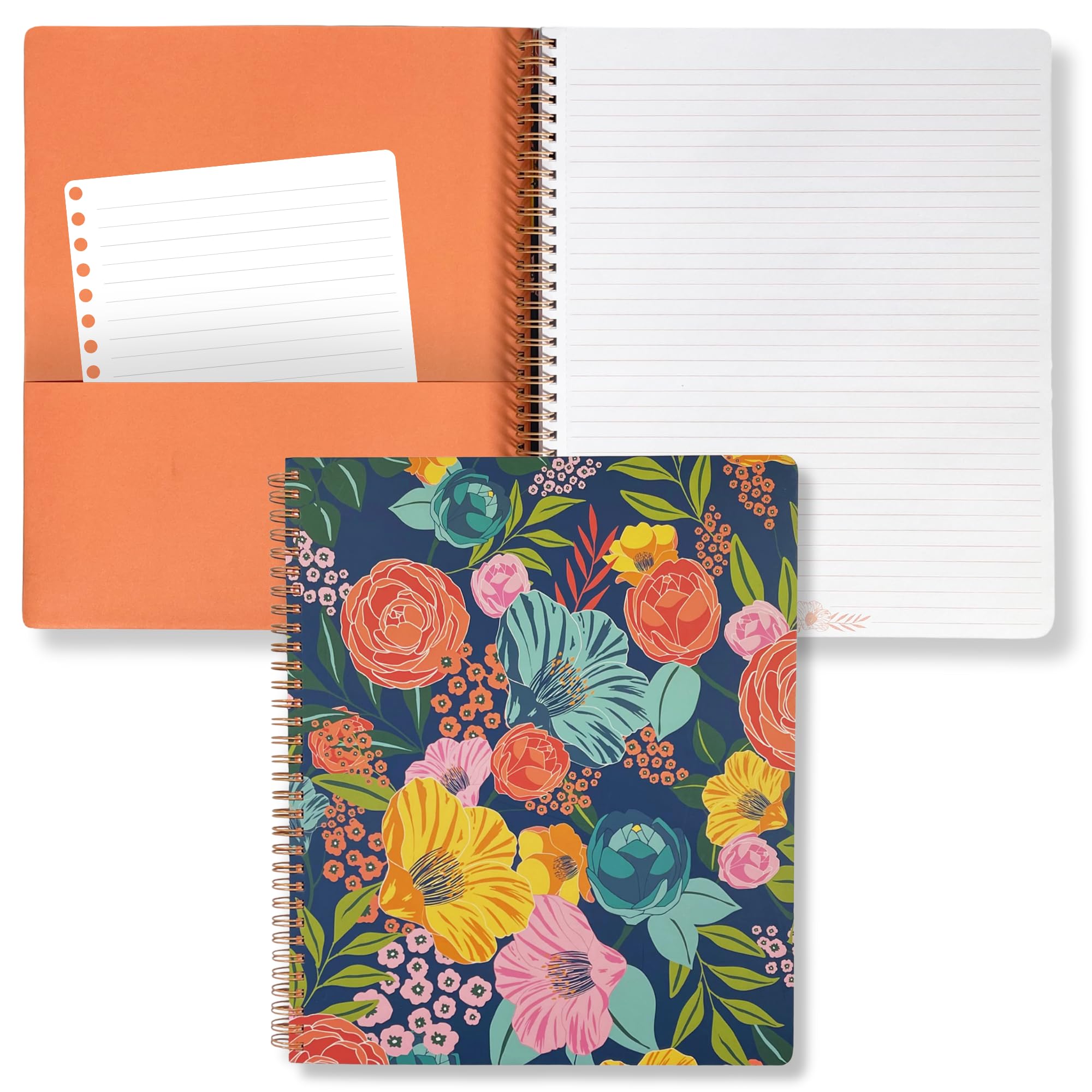Steel Mill & Co Cute Large Spiral Notebook College Ruled, 11' X 9.5' With Durable Hardcover And 160 Lined Pages, Garden Blooms