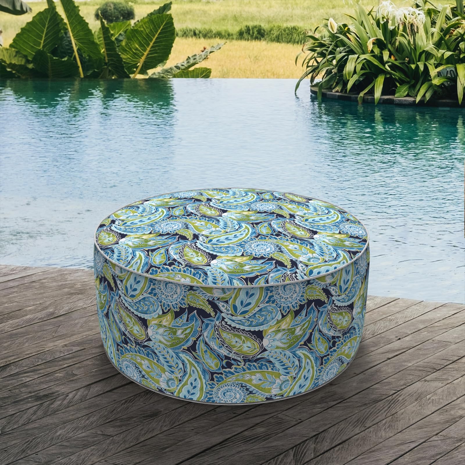 Dytxiii Inflatable Ottoman For Outdoor/Indoor Use,Portable Foot Stool With Handle,Water Repellent Footrest Pouf Ottoman Suitable