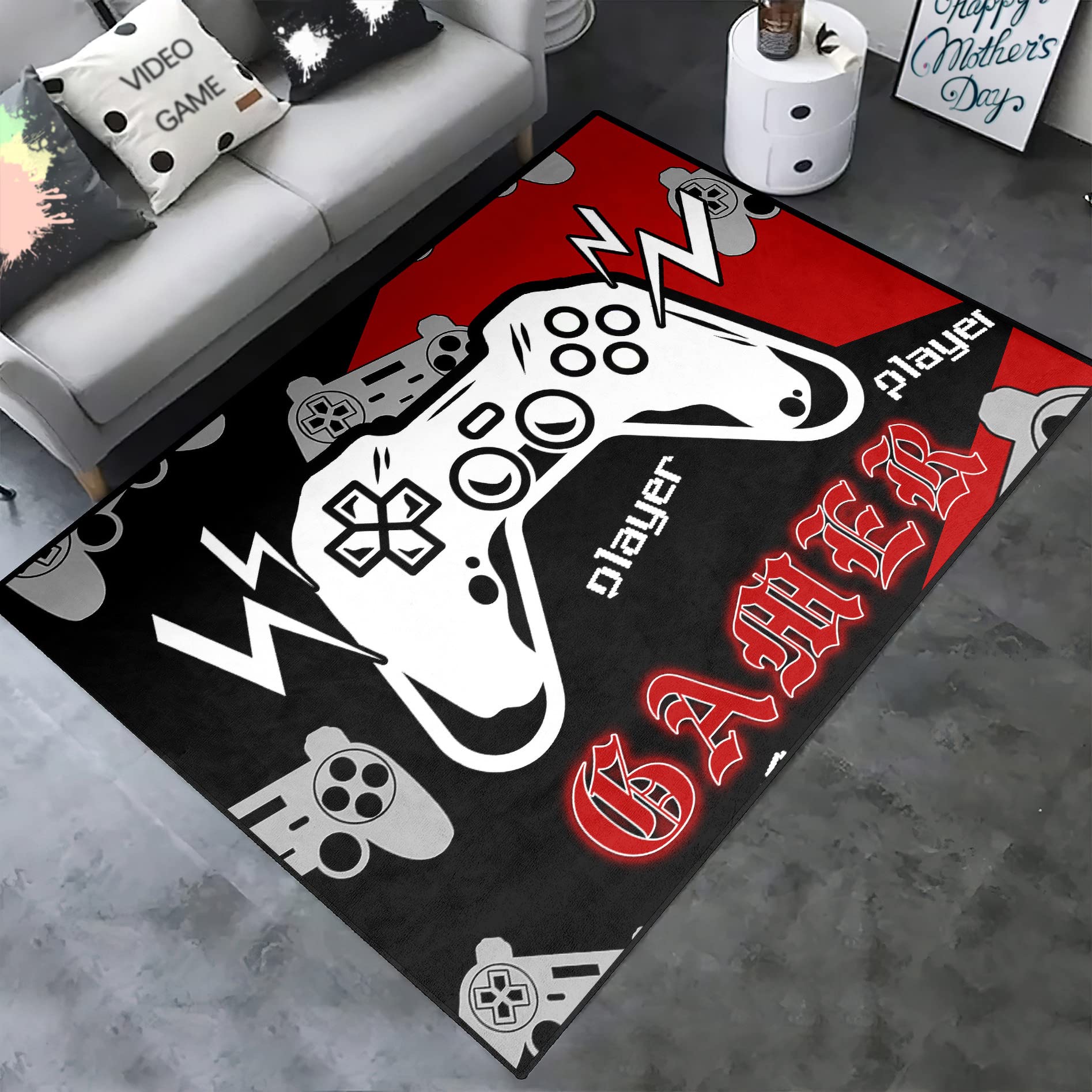 Kodhyvj Gaming Area Rugs For Boys Game Style Bedroom Gamer Rug Boys Room Decor Video Game Bedroom Rug For Teens Controller Gamep