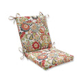 Pillow Perfect Bright Floral Indoor/Outdoor Solid Back 1 Piece Chair Cushion With Ties Squared Corner, Deep Seat, Weather, And F