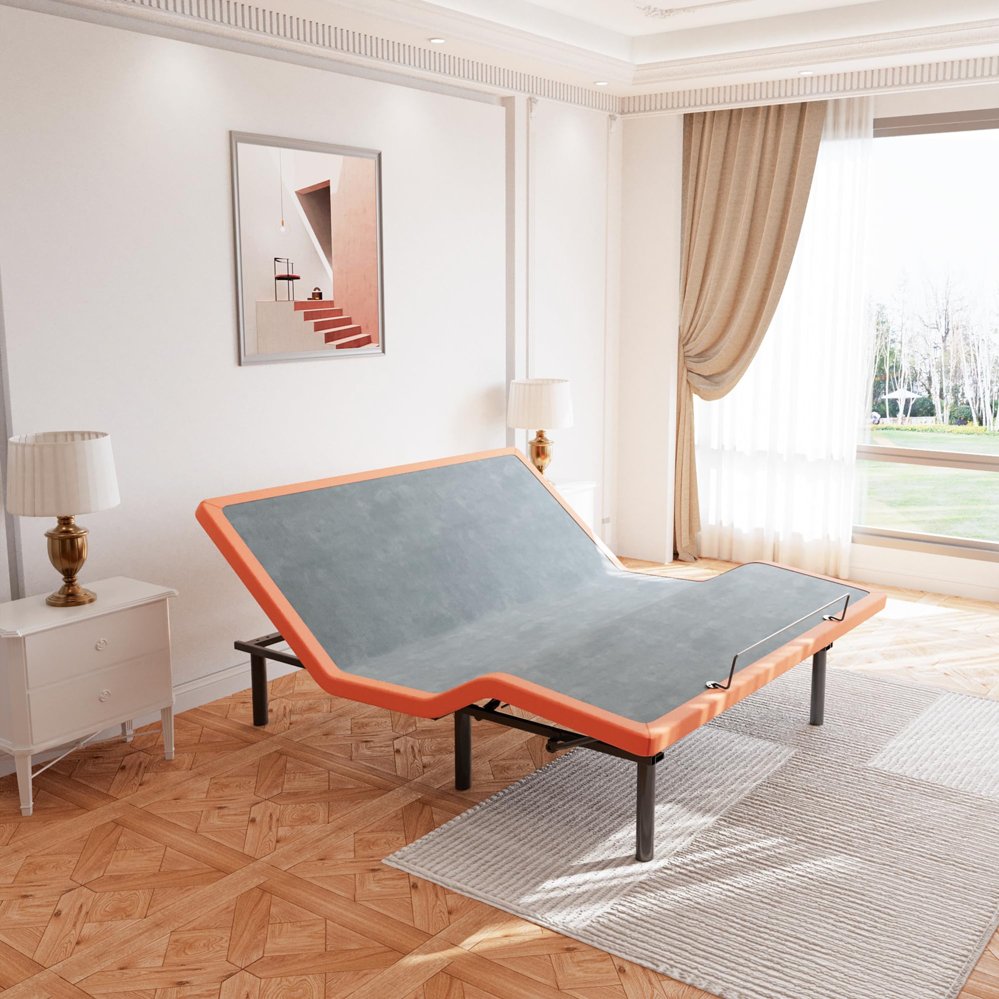 ESHINE Adjustable Bed Frame King - Ergonomic Electric Bed Base, Foot & Head Incline, APP Control, Wireless Remote, Zero Gravity,