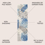 JONATHAN Y AMC100A-6R Indoor Outdoor Area Rug, 6 ft Round, Gray/Blue, Bohemian Floral, Easy-Cleaning, Non-Shedding, High Traffic