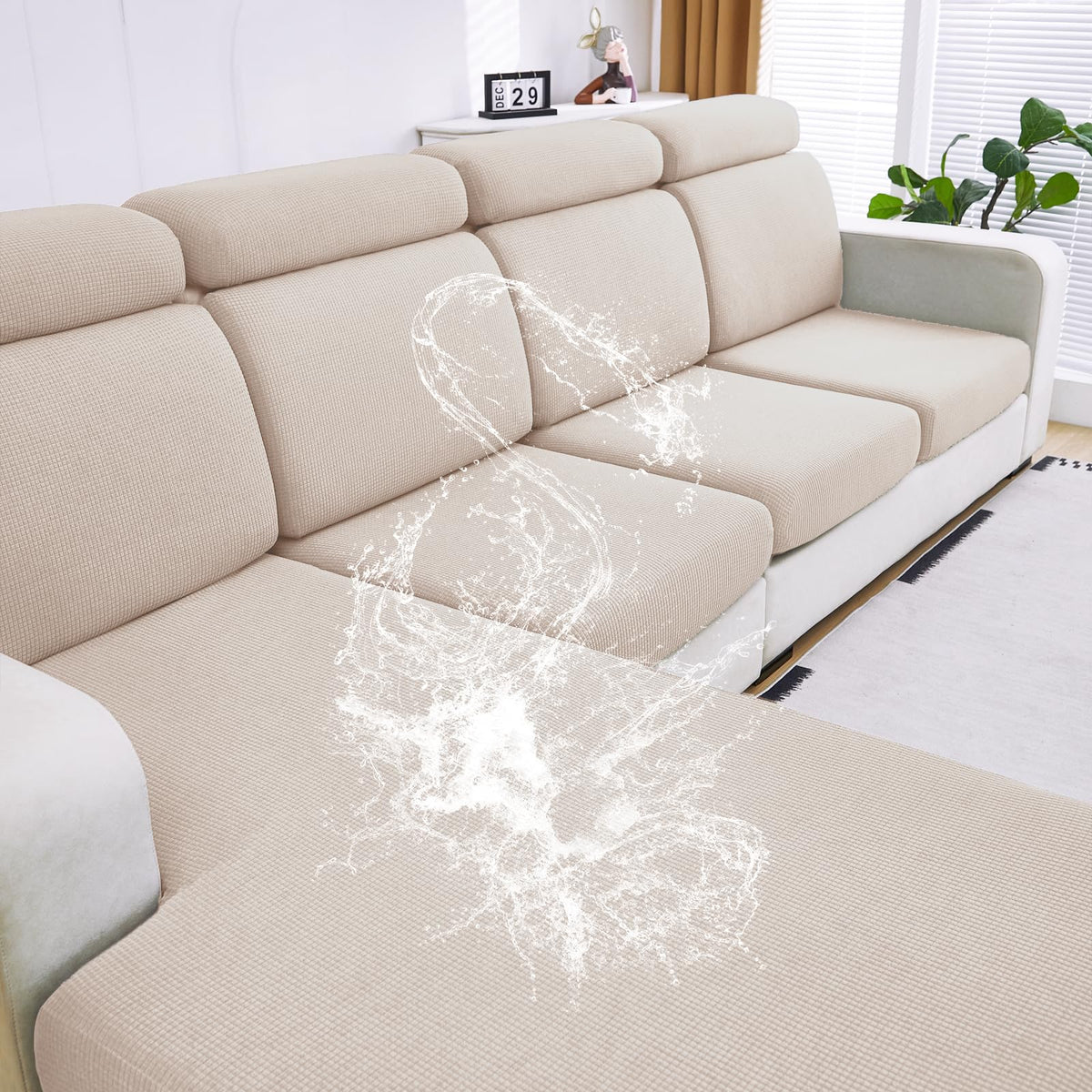 Dissa Waterproof Couch Cushion Covers, Washable Sofa Cushion Covers, Stretch Sofa Slipcovers, Thick Jacquard Fabric, Couch Cover