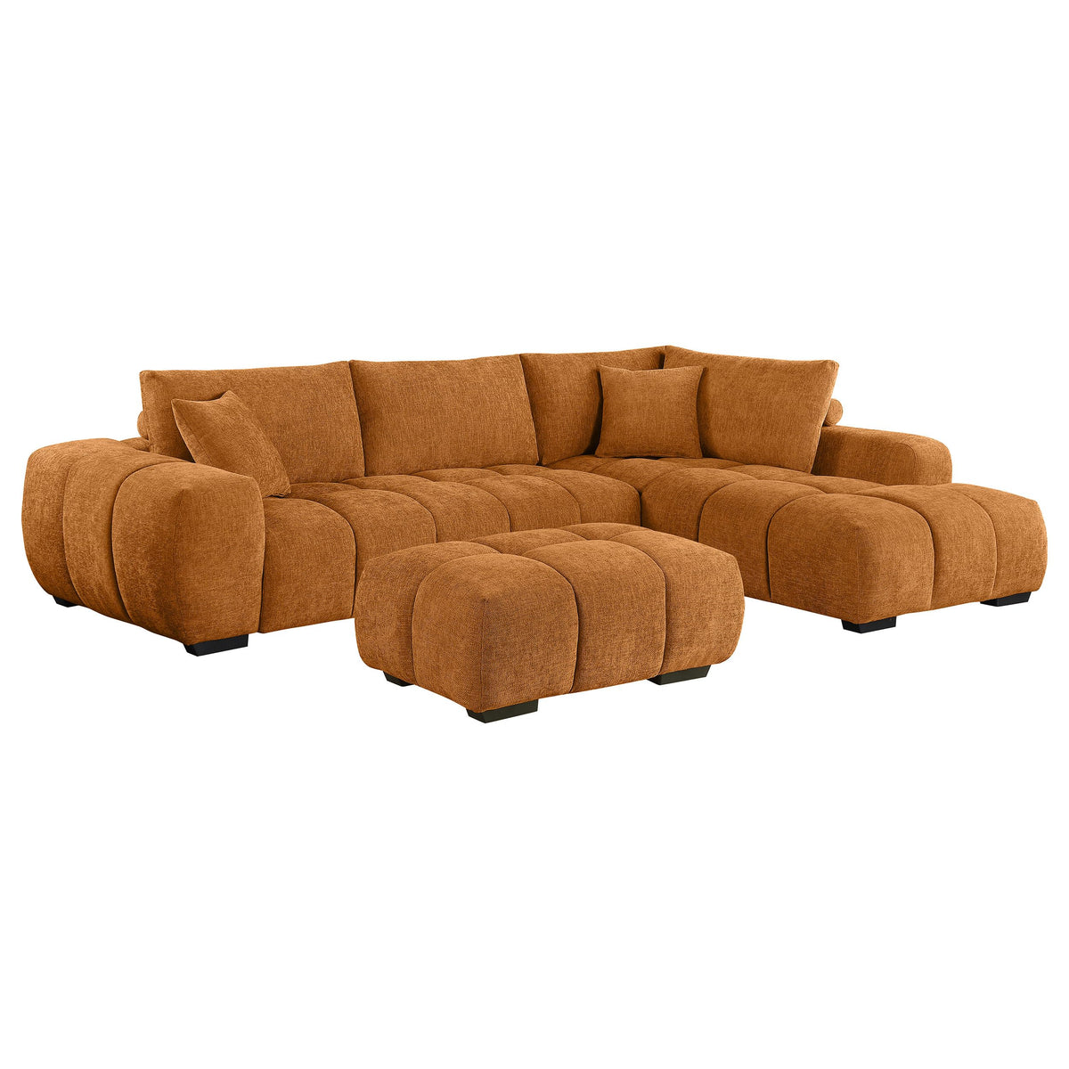 Coaster Home Furnishings Camacho Upholstered Sectional Sofa with Ottoman Set Orange