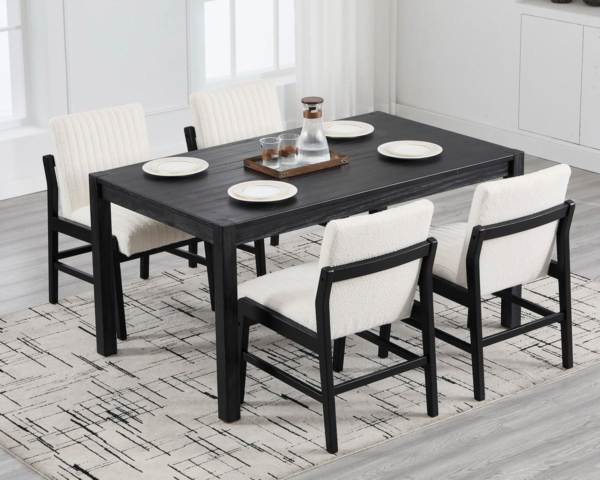 Cimota Modern Upholstered Dining Chairs Set Of 4 Boucle Fabric Armless Dining Room Chairs With Padded Seat/Vertical Tufted Backr