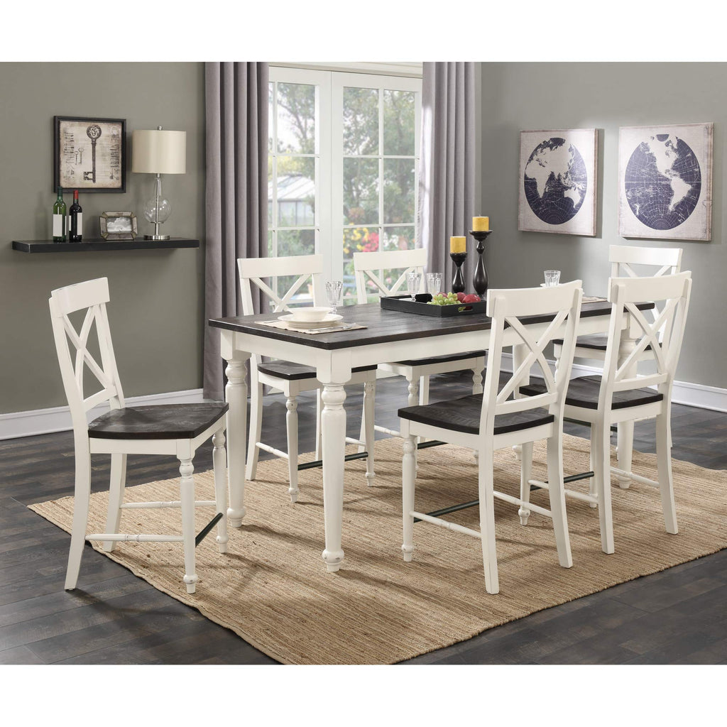 Wallace & Bay Maddox Dining Table, 78 inch, Brown & Distressed White