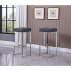 Best Master Furniture Dorrington Faux Leather Backless Bar Stool in Gray/Silver (Set of 2)