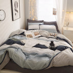 Cotton Twin Xl Duvet Cover Gray Blue White Stripe Duvet Cover Modern Geometric Stripe Bedding Sets For Men Boy Teen Simple Style