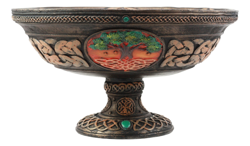 Ebros Ancient Celtic Tree Of Life Offering Bowl Figurine 8.5''H Celtic Trinity Knotwork Decorative Utility Holder Serving Bowl S