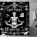 Laifzere Funny Black Skull Goth Shower Curtain Let That Shit Go Shower Curtain for Bathroom Set Skeleton Halloween Gothic Fun Fa