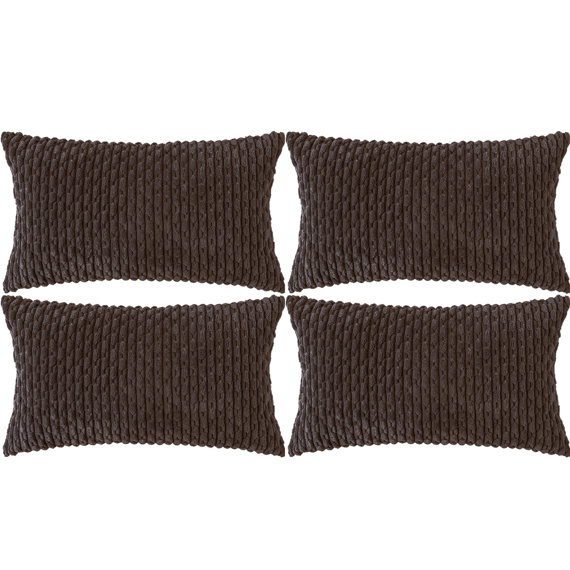 Cozoomy Set Of 4 Dark Brown Decorative Pillow Covers 12X20 Inch Corduroy Throw Pillow Covers For Bed Couch Sofa Living Room Soft