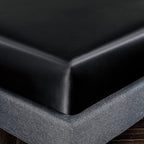 Homiest Black Satin Fitted Sheet King Size Fitted Bed Sheet, Deep Pocket Fitted Sheet Only, Luxury & Ultra Soft Bedding Fitted Sheet Single Bottom Bed Sheets Sold Separately
