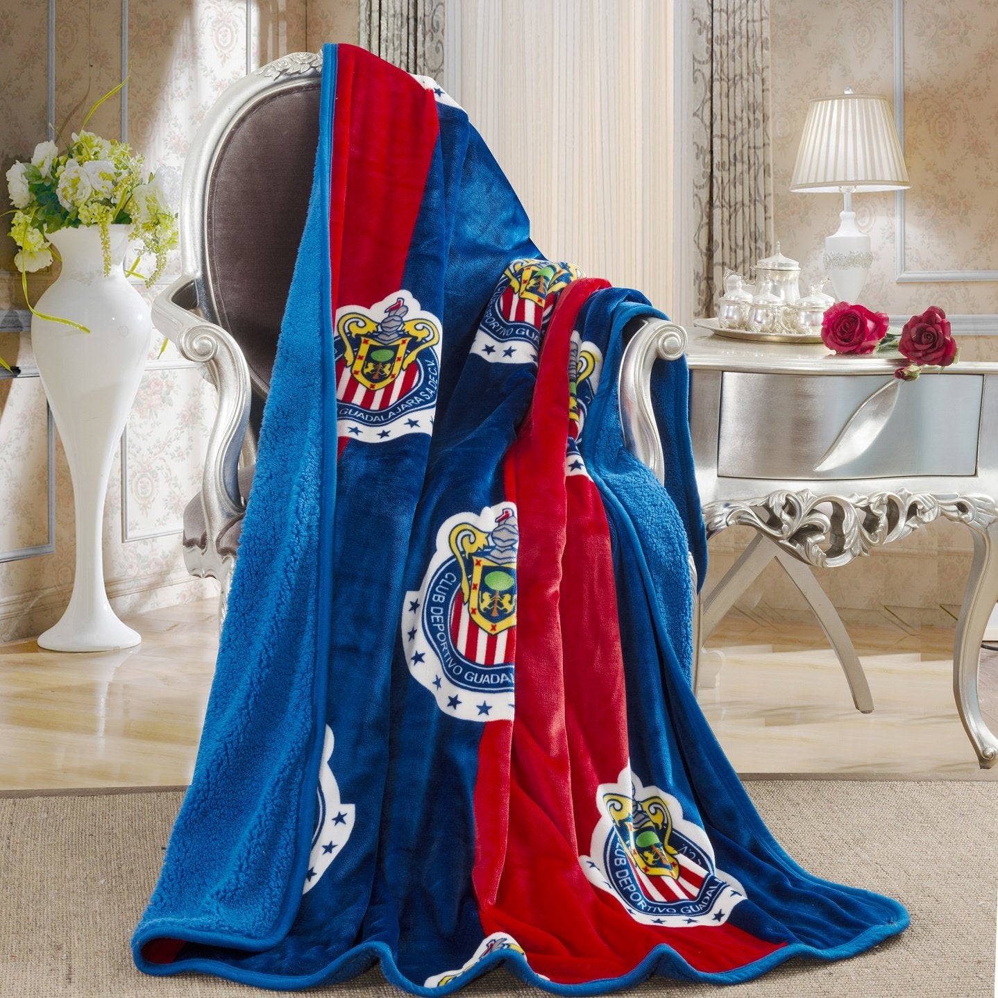 Chivas Silk Touch Sherpa Lined Throw Blanket 50X60