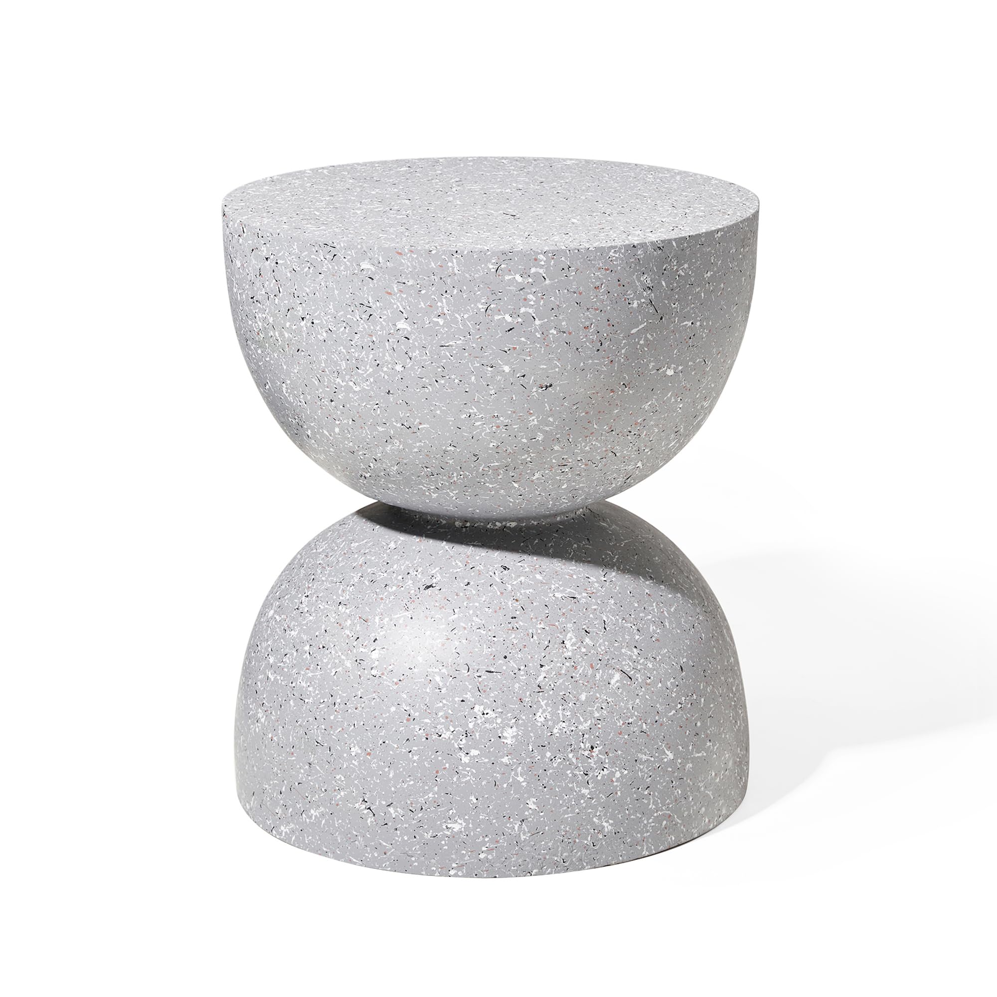 Glitzhome Modern Decorative Garden Stool Heavy Duty Patio Sturdy Faux Terrazzo Garden Stool Side Table Planter Stand For Indoor Covered Outdoor, 17.75' H, Gray