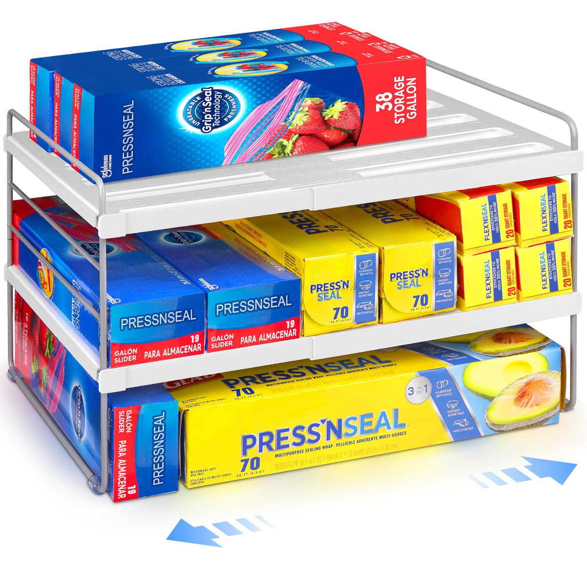 Cirhy Expandable Foil and Plastic Wrap Organizer, 3Tier, 9.815.6 in