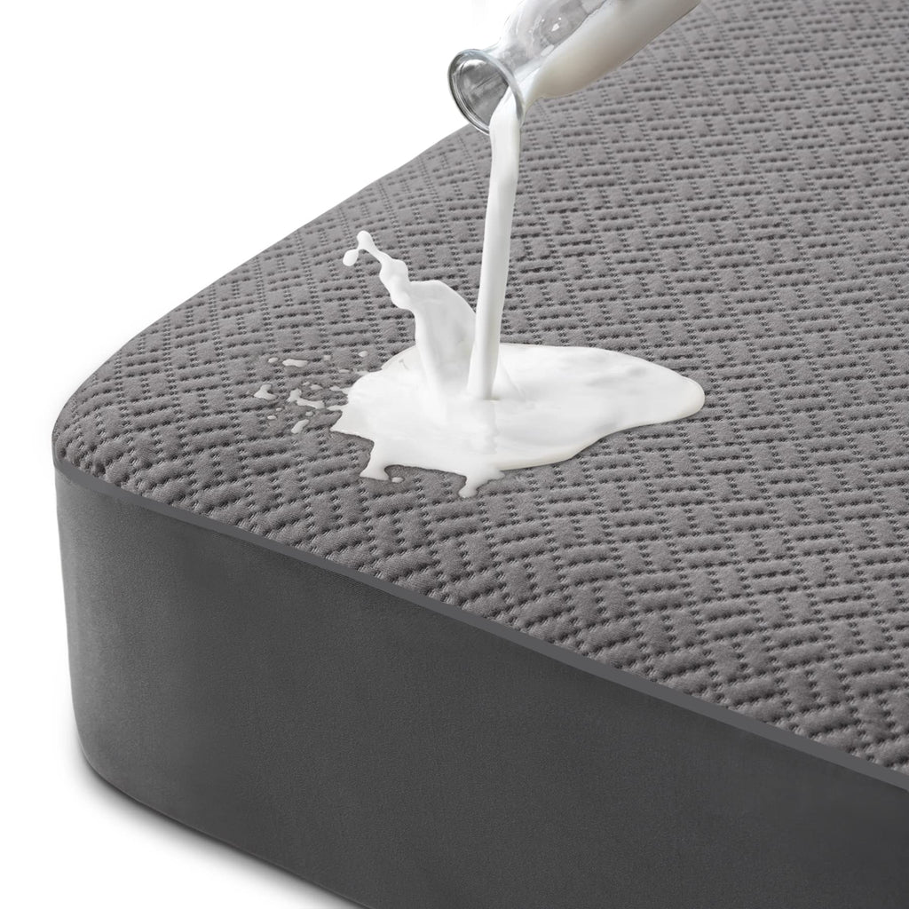 Hanherry 100% Waterproof Mattress Protector King Size - Grey, Mattress Cover 3D Air Fabric Cooling Mattress Pad Cover Smooth Sof
