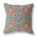 HomeRoots 18â€ Orange Green Cloverleaf Boho Zippered Suede Throw Pillow