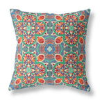 HomeRoots 16â€ Orange Green Cloverleaf Boho Zippered Suede Throw Pillow