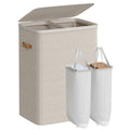 SONGMICS Laundry Basket, 44.9 Gal. Laundry Hamper, 2 Compartments, Easy Assembly, with Lid and Handles, Removable Liners, 22 x 1